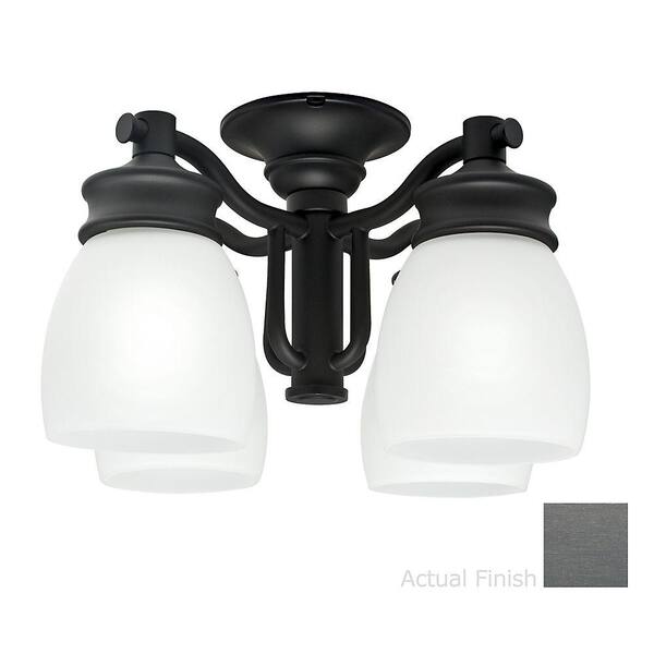 Casablanca 4-Light Bullion Black Ceiling Fan Integrated White Glass Wet Rated Fixture-DISCONTINUED