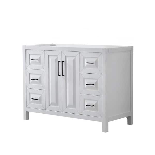 Wyndham Collection Daria 47 in. W x 21.5 in. D x 35 in. H Single Bath Vanity Cabinet without Top in White