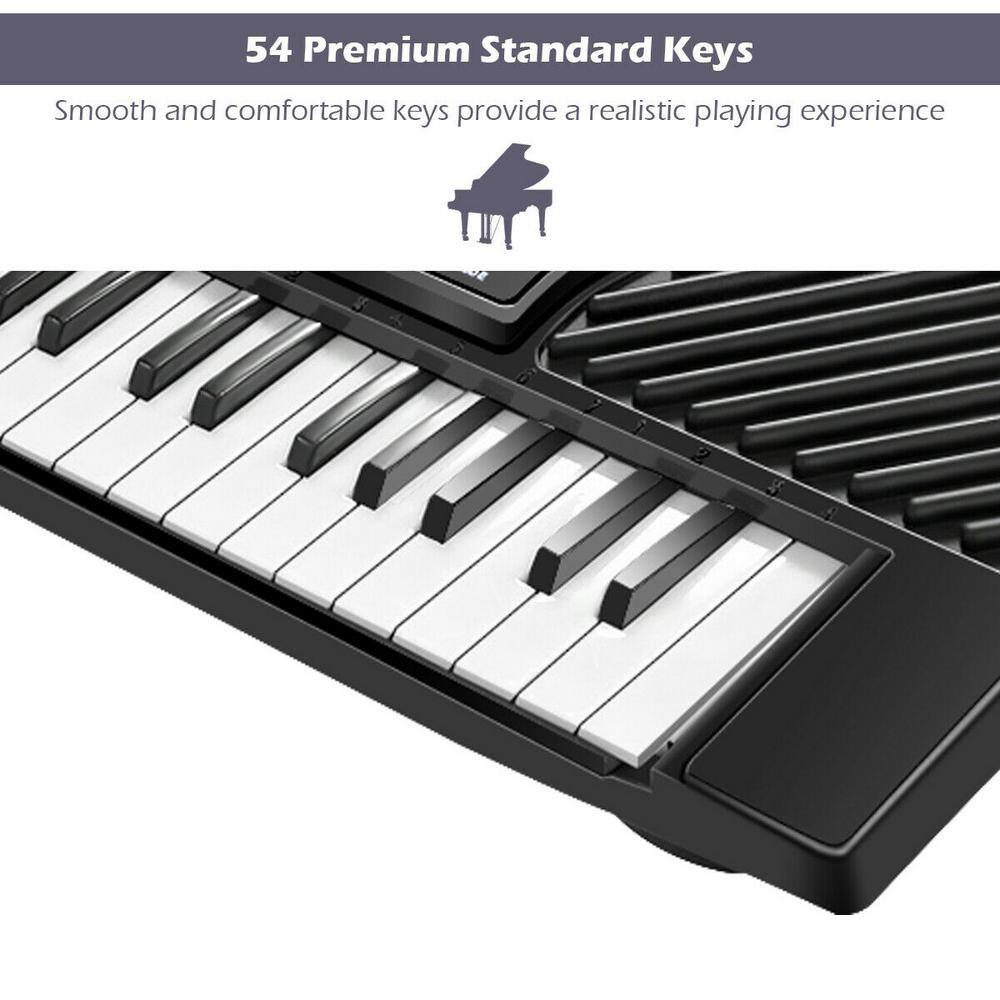 54-Key Black and White Electronic Keyboard with Microphone