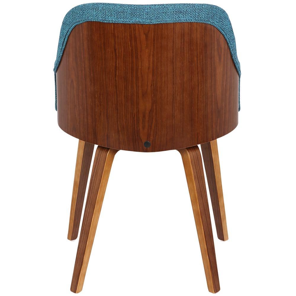 Teal Upholstered Scandinavian Arm Chair with Wood Frame