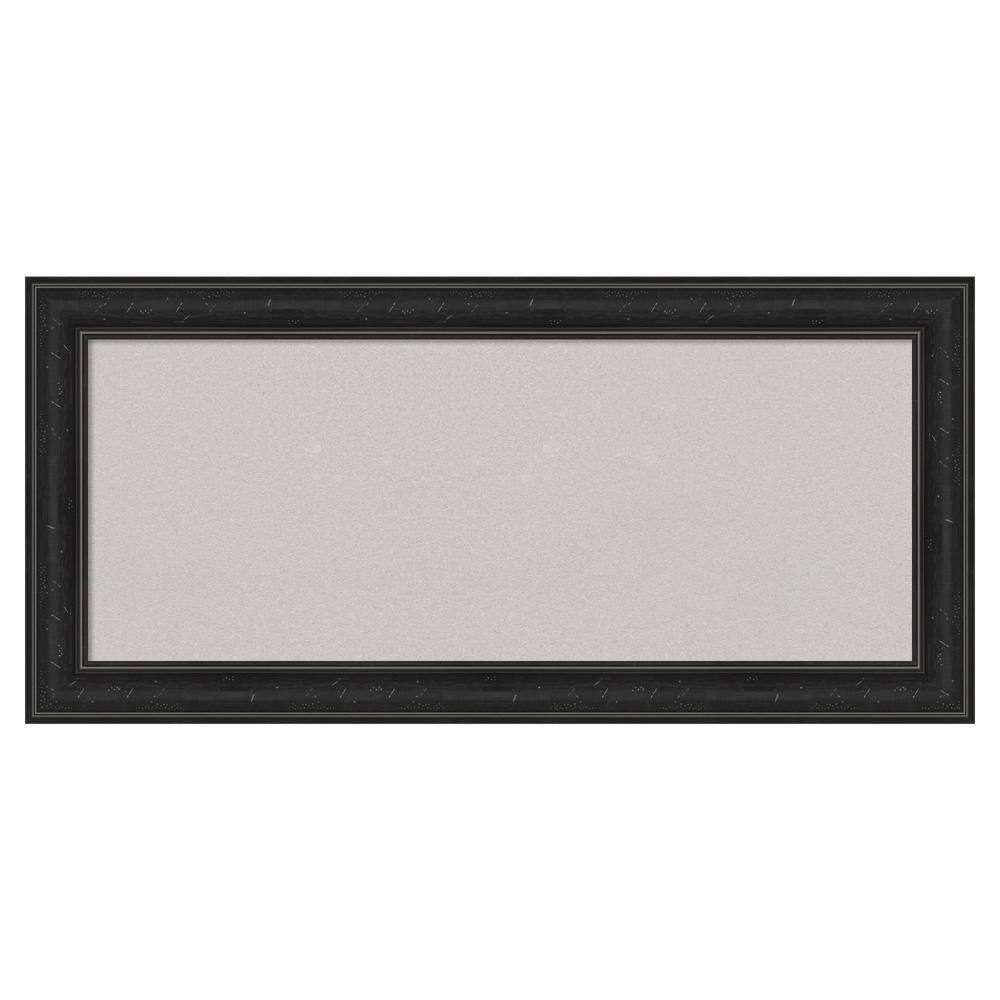 Amanti Art Shipwreck Black Narrow Framed Grey Corkboard 34 in. x 16 in