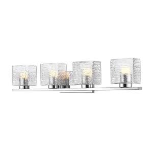 Barrett 4.25 in. 4-Light Chrome Integrated LED Shaded Vanity Light with Clear Glass Shade