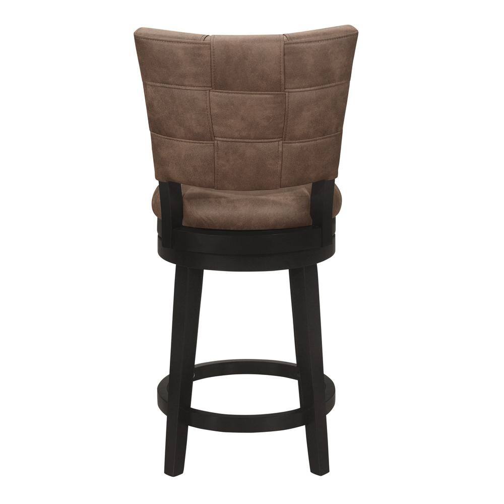 Chestnut Faux Leather and Wood Swivel Counter Stool