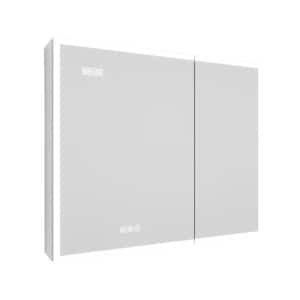 36 in. W x 30 in. H Rectangular Aluminum Surface Mount Dimmable LED Lighted Wall Bathroom Medicine Cabinet with Mirror