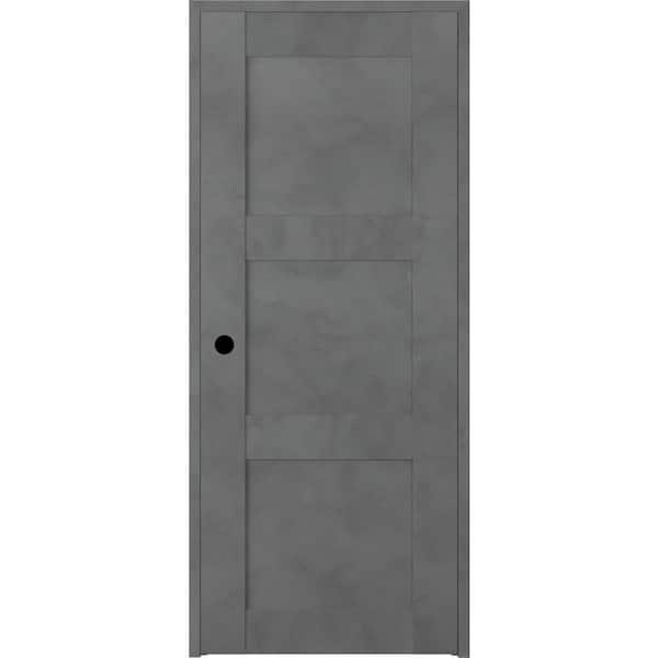 Unbranded 30 in. x 80 in. Vona Right-Handed Solid Core Dark Urban Textured Wood Single Prehung Interior Door