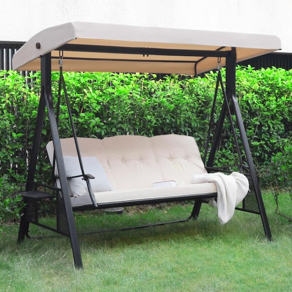 3 person patio swing with canopy home depot hot sale