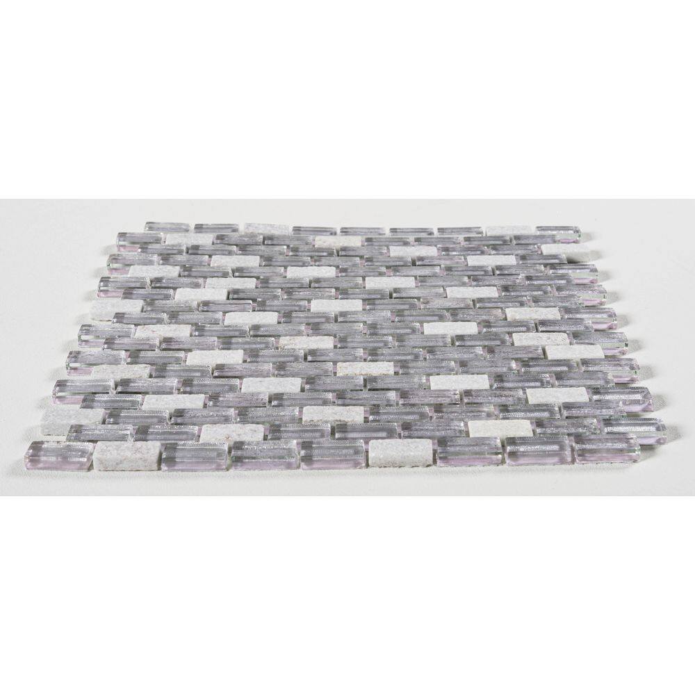 Klaud Polished Glass and Quartz Brick Joint Mosaic Tile
