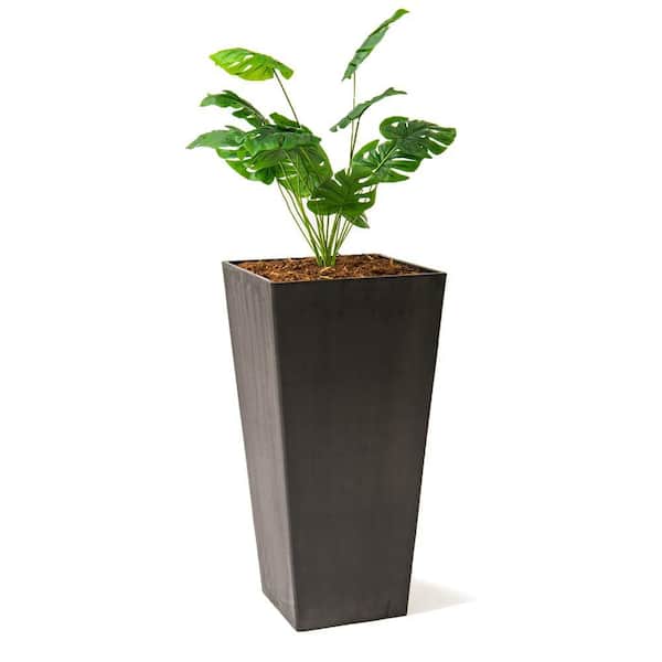 XBRAND 28 in. Square Planter, Modern Tapered Black Planter Perfect for Indoor and Outdoor Planter, Patio Decor, Black