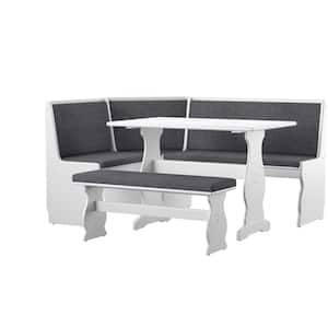 Ember 3-Piece Wood Top Charcoal/White Upholstered Nook