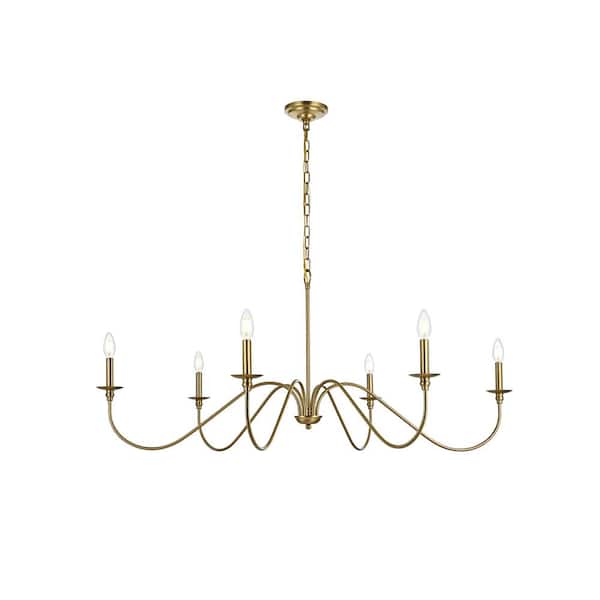 Unbranded 48 in. Home Living 6-Light Satin Gold Chandelier with no Bulbs Included