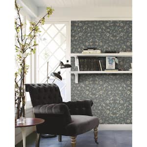 Jasmine Charcoal Multi-Colored Matte Pre-pasted Paper Wallpaper 60.75 sq. ft