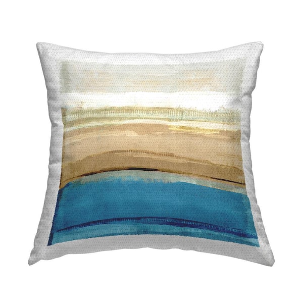 Blue and Beige Abstraction Blue Square Outdoor Throw Pillow