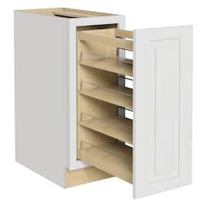 Grayson Pacific White Plywood Shaker Assembled Pull Out Pantry Kitchen Cabinet Soft Close 12 in W x 24 in D x 34.5 in H