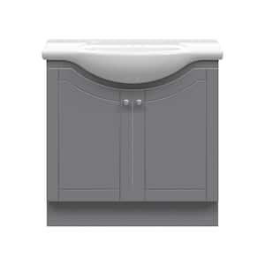 Highmont 34 in. W x 17-1/8 in. D Vanity in Twilight Gray with Porcelain Vanity Top in Solid White with White Basin