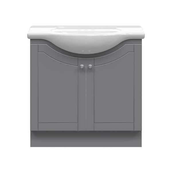 Glacier Bay Highmont 34 in. W x 17-1/8 in. D Vanity in Twilight Gray with Porcelain Vanity Top in Solid White with White Basin