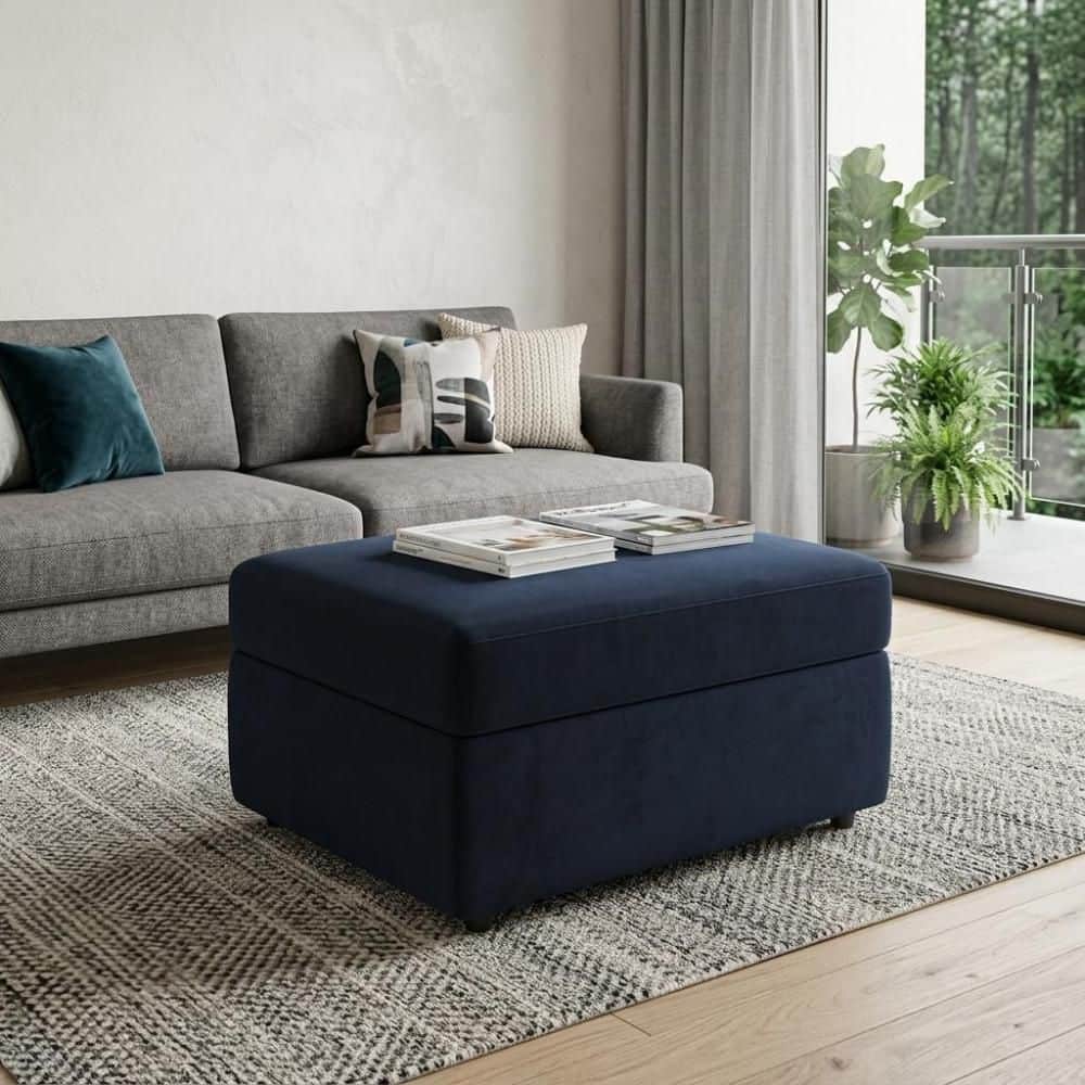 Velvet Rectangle Storage Ottoman Large Ottoman