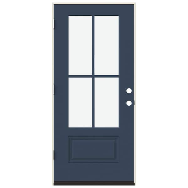 JELD-WEN 36 in. x 80 in. Right-Hand 4 Lite Clear Glass Revival 