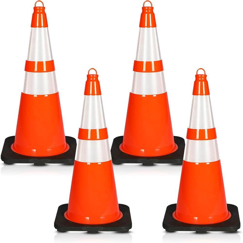 Pyle 28 in. PVC Cone - 4-Pieces High Visibility Structurally Stable for ...