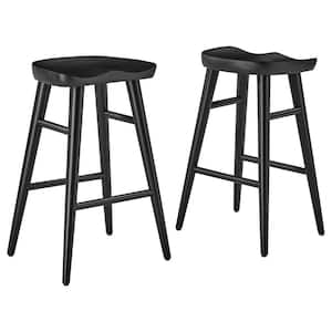 Saville 27 in. in Black Backless Wood Counter Stools - Set of 2