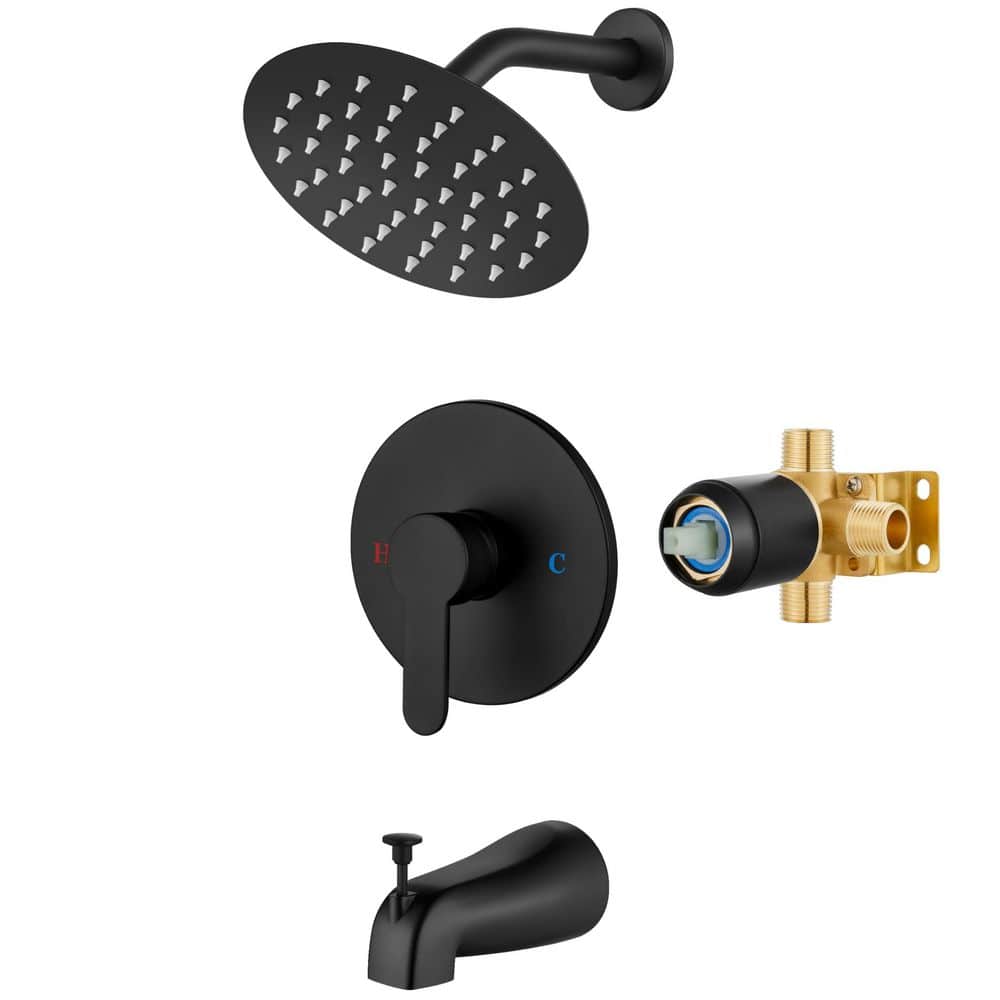 Shower Faucet Set with Tub Spout, Round Head Shower System, Tub and Shower Kit Set, Matte Black price history on PriceWatchPro
