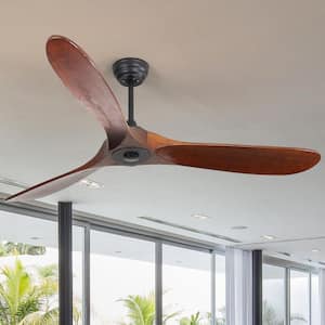 52 in. Indoor/Outdoor Without Integrated LED Matte Black Ceiling Fan with 6 Speed Remote Control, DC Motor