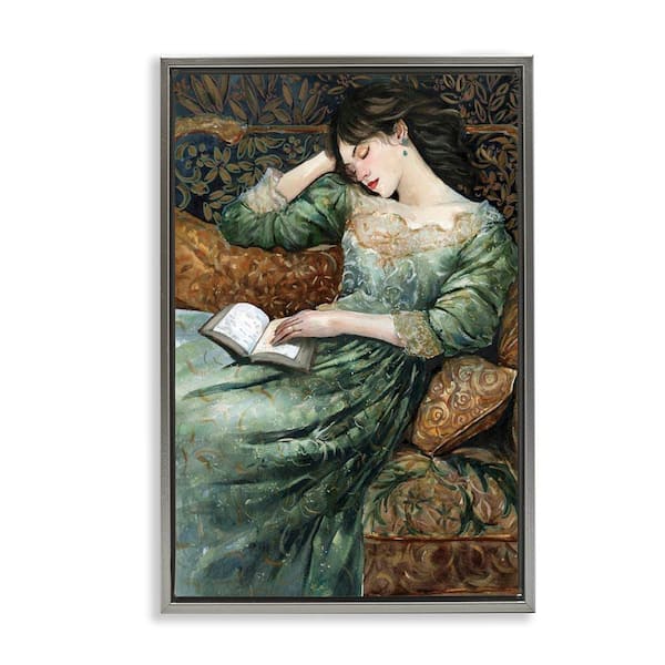 Woman in Ornate Gown by Cloverfield and Co. Gray Floater Frame People Graphic Art Print 31 in. x 21 in.