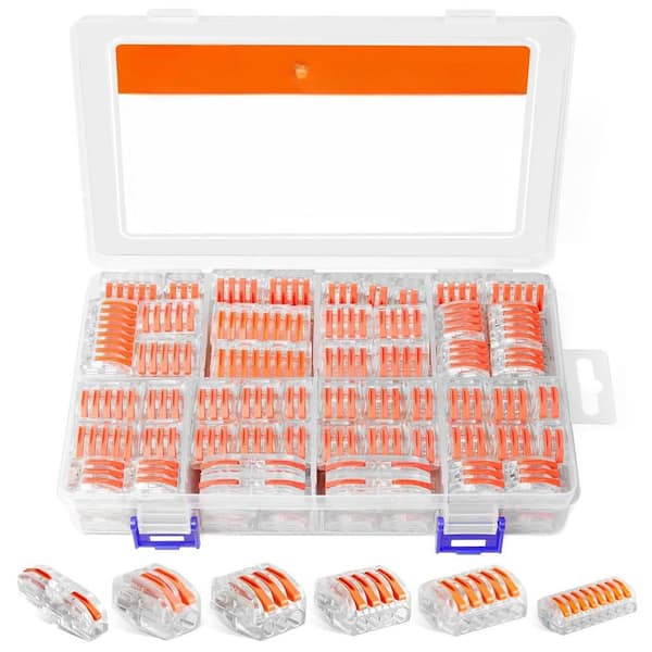 150 Pieces Lever Wire Nuts Connectors Kit with 2/3/4/5/8 Conductor Combination, Push-in AWG 28-12 with 2 Circuit Splices