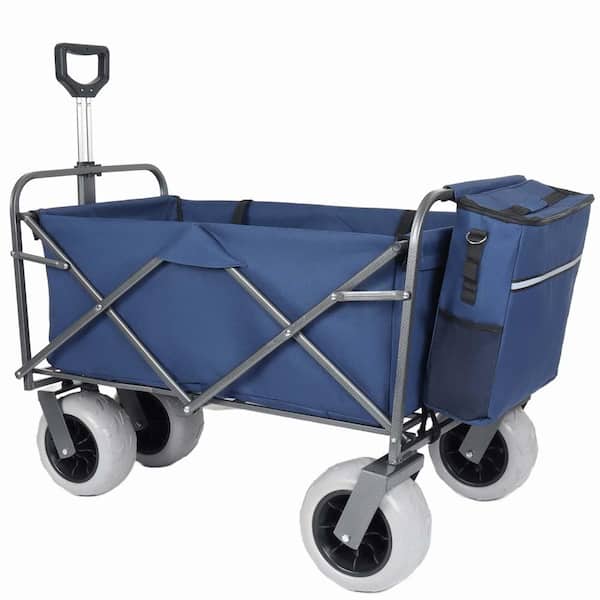 8.9 cu. ft. Steel Garden Cart with 9" Pneumatic Tires,multiuse bag,Dark Blue