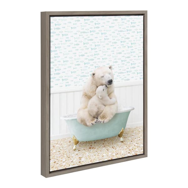Sylvie Mother and Baby Polar Bear Framed Canvas by Amy Peterson Art Studio (Set of 1) Animal Art Print 18 in. x 24 in.