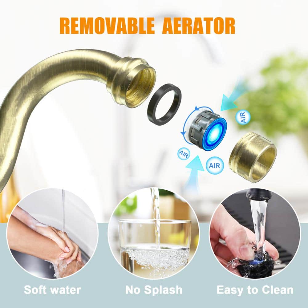 Brass Gold Wall Mount Bathroom Faucet with Dual Handles