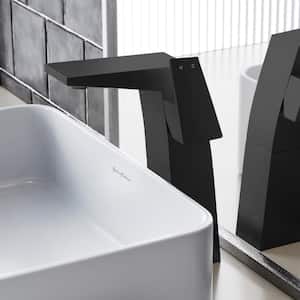 Carre Single-Handle High-Arc Single-Hole Bathroom Faucet in Matte Black