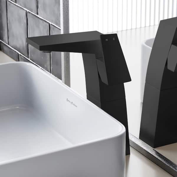 Swiss Madison Carre Single-Handle High-Arc Single-Hole Bathroom Faucet in Matte Black