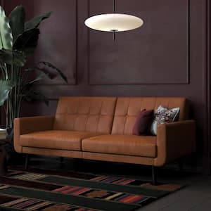 Fay Camel Faux Leather Upholstered Modern Futon