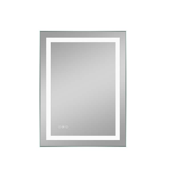 Unbranded 23 in. W x 31 in. H Single Rectangular Frameless Wall-Mounted Bathroom Vanity Mirror with LED Light