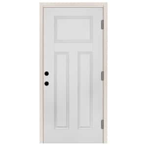 32 in. x 80 in. Element Series 3-Panel White Primed Steel Prehung Front Door with Left-Hand Outswing w/ 4-9/16 in. Frame
