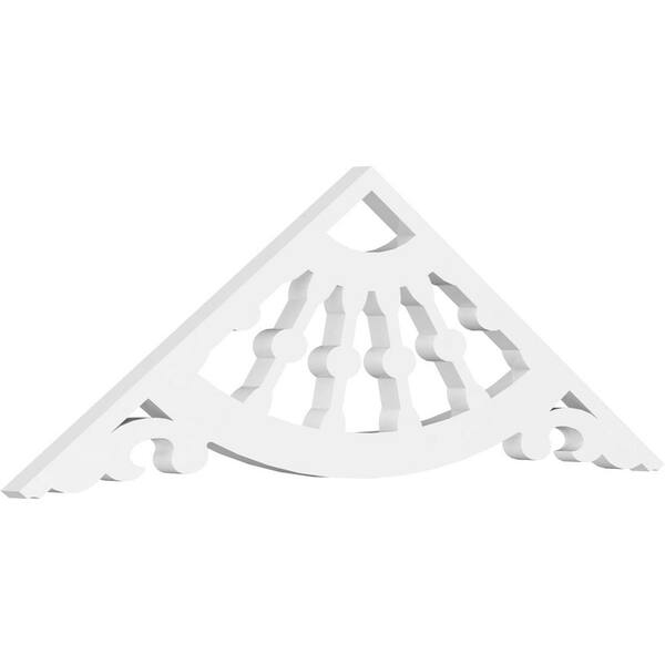 Ekena Millwork 1 in. x 36 in. x 12 in. (8/12) Pitch Wagon Wheel Gable Pediment Architectural Grade PVC Moulding