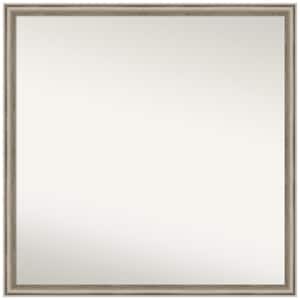 Salon Scoop Pewter 28 in. x 28 in. Non-Beveled Casual Square Wood Framed Wall Mirror in Silver