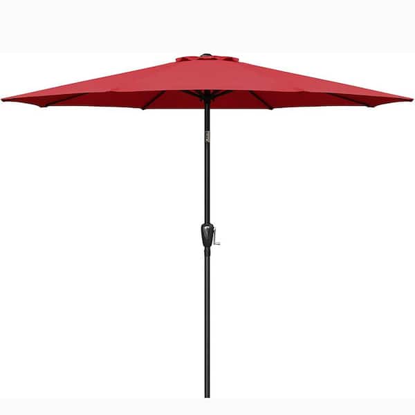 Unbranded 9 ft. Steel Market Outdoor Tilt Patio Umbrella in Red with 8 Sturdy Ribs