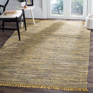 Rag Rug Yellow/Multi 6 ft. x 6 ft. Square Striped Gradient Area Rug