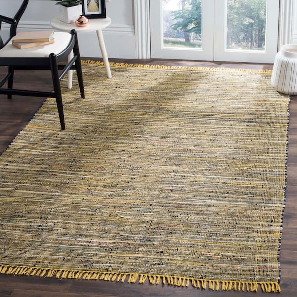 Rag Rug Yellow/Multi 6 ft. x 6 ft. Square Striped Gradient Area Rug