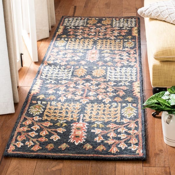 Aspen 2 ft. x 8 ft. Black/Red Oriental Runner Rug