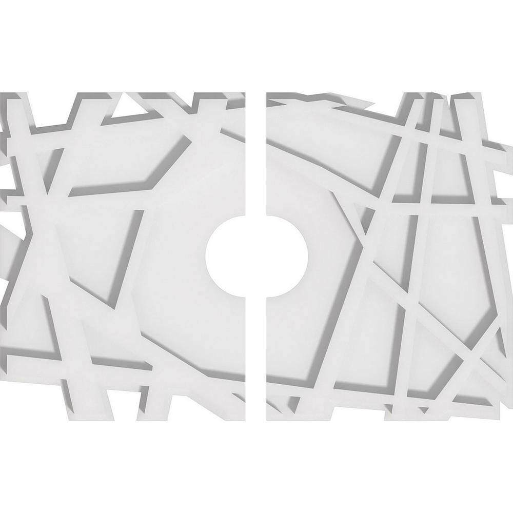 White Geometric PVC Two-Piece Ceiling Medallion, 18" x 12"