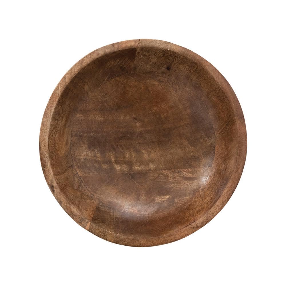 Natural Mango Wood Footed Serving Bowl, 11.5" Wide