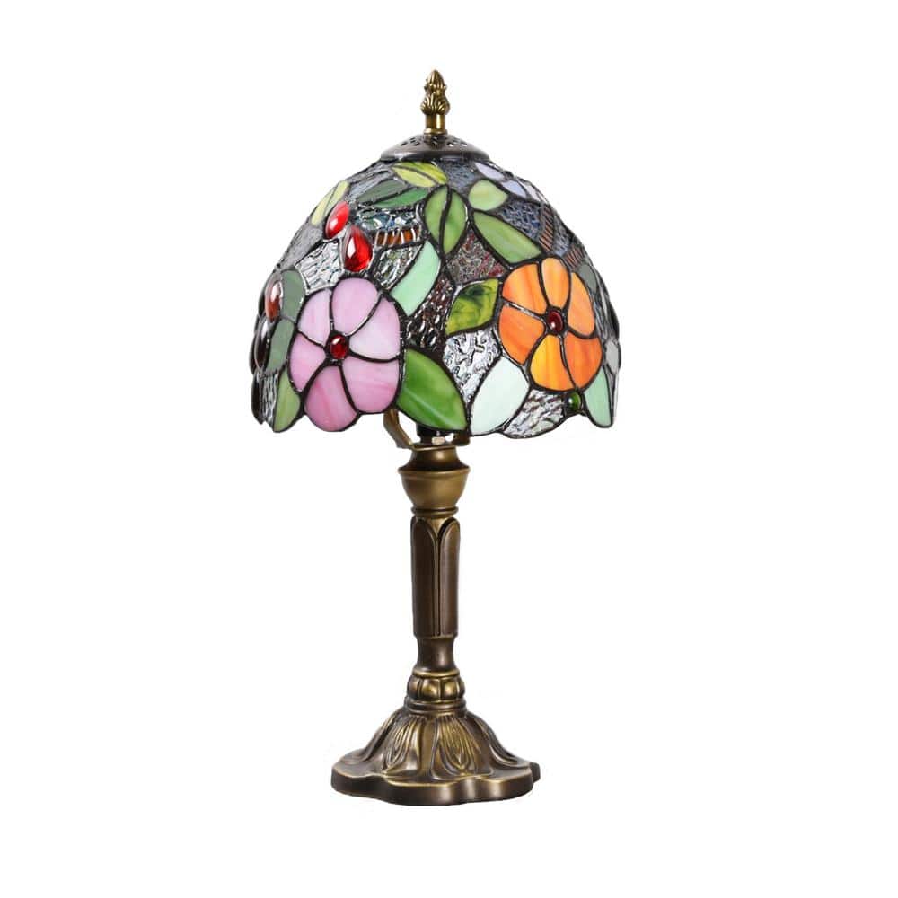 Latepis Decorative 14.6 in. Multi-Colored Tiffany-Style Table Lamp Bronze Finish Traditional Bedside Lamp GHTL20098
