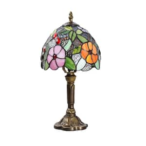 Decorative 14.6 in. Multi-Colored Tiffany-Style Table Lamp Bronze Finish Traditional Bedside Lamp