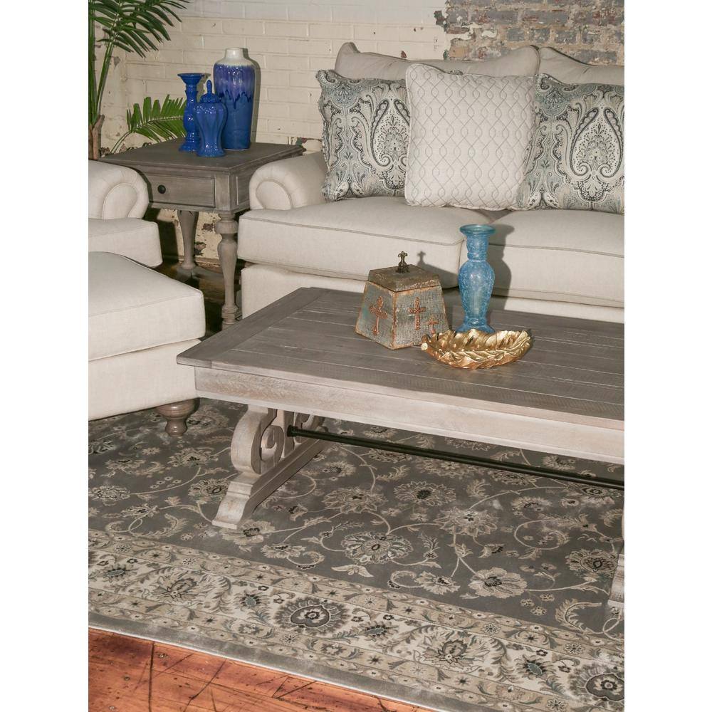 Gray and Beige Synthetic Tufted Oriental Area Rug, 3' x 5'