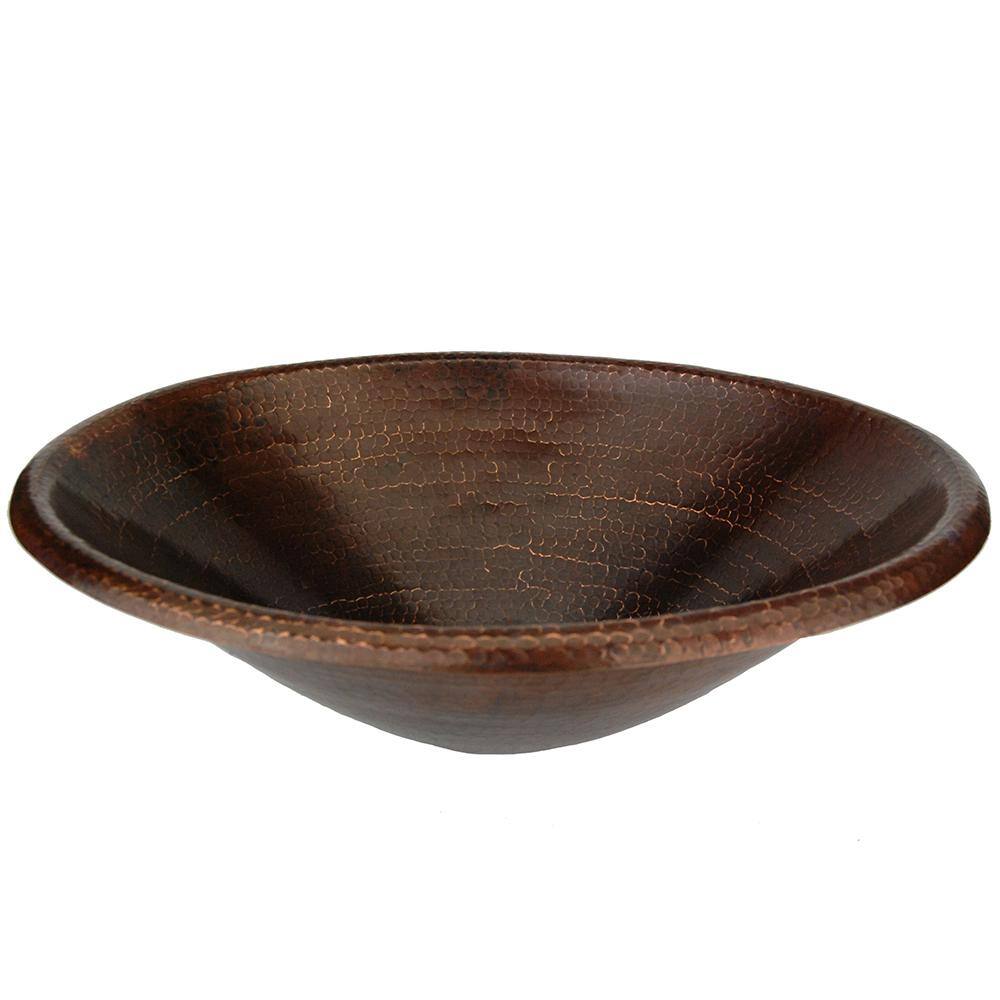 22" Hammered Copper Oval Bathroom Sink