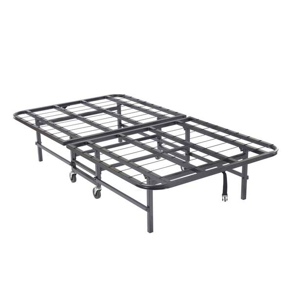 Signature Home Black Heavy-Duty Metal Twin Platform Folding Bed Frame