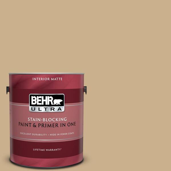 BEHR ULTRA 1 gal. #UL160-5 Raffia Ribbon Matte Interior Paint and Primer in One