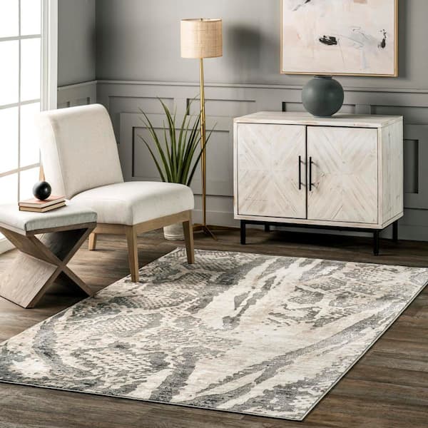 Tilda Modern Snake Beige 5 ft. x 8 ft. Area Rug